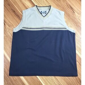 Vintage Y2K Point Zero Sweater‎ Vest Mens Large Shirt Grunge Skater Blue Khaki